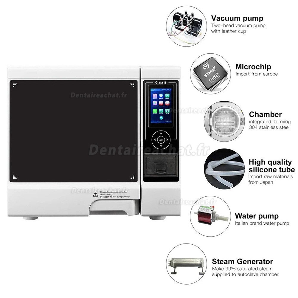 Stérilisateur à vapeur autoclave dentaire Fomos Foster Plus 22L, classe B, avec imprimante